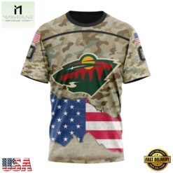NHL Minnesota Wild Specialized Kits For United State With Camo Color Hoodie, T Shirt , NHL 3D Game Day Tee Nhl Minnesota Wild Specialized Kits For United State With Camo Color Hoodie T Shirt 4
