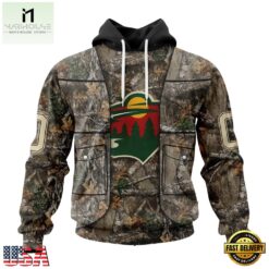 NHL Minnesota Wild Specialized Unisex Vest Kits With Realtree Camo Hoodie, T Shirt, NHL 3D Game Day Tee Nhl Minnesota Wild Specialized Unisex Vest Kits With Realtree Camo Hoodie T Shirt 1