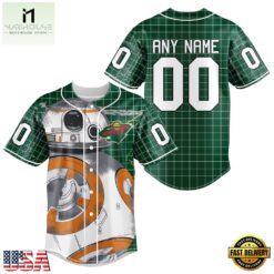 NHL Minnesota Wild x BB 8 D Star War Baseball Jersey , NHL Graphic Baseball Jersey Nhl Minnesota Wild X BB 8 D Star War Baseball Jersey 1