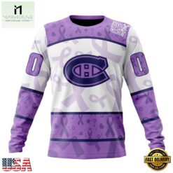 NHL Montreal Canadiens Special Lavender Fight Cancer Hoodie, T Shirt , NHL 3D Game Day Tee Nhl Montreal Canadiens Special Lavender Fight Cancer Hoodie T Shirt 4