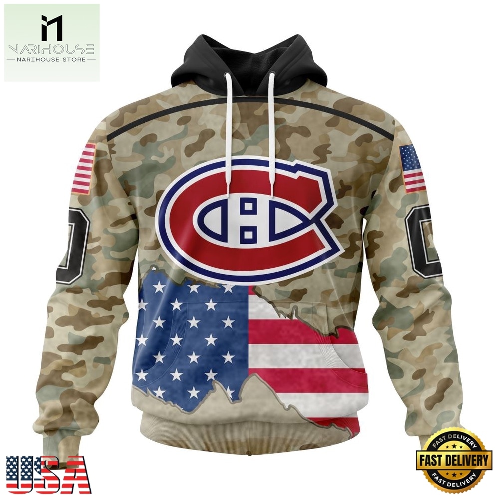 NHL Montreal Canadiens Specialized Kits For United State With Camo Color Hoodie, T Shirt , NHL 3D Game Day Tee Nhl Montreal Canadiens Specialized Kits For United State With Camo Color Hoodie T Shirt 1