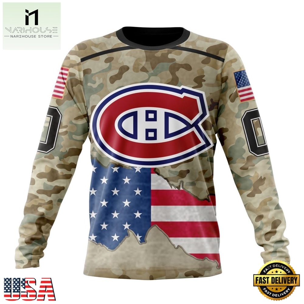 NHL Montreal Canadiens Specialized Kits For United State With Camo Color Hoodie, T Shirt , NHL 3D Game Day Tee Nhl Montreal Canadiens Specialized Kits For United State With Camo Color Hoodie T Shirt 3
