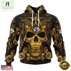 NHL Nashville Predators Special Design Halloween With Skull Art Hoodie, T Shirt , NHL 3D Game Day Tee Nhl Nashville Predators Special Design Halloween With Skull Art Hoodie T Shirt 1