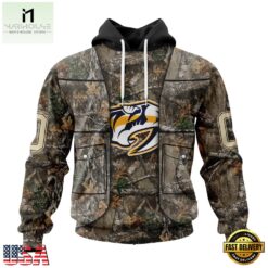 NHL Nashville Predators Specialized Unisex Vest Kits With Realtree Camo Hoodie, T Shirt, NHL 3D Game Day Tee Nhl Nashville Predators Specialized Unisex Vest Kits With Realtree Camo Hoodie T Shirt 1