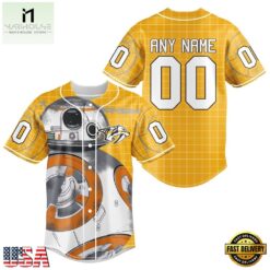 NHL Nashville Predators x BB 8 D Star War Baseball Jersey , NHL Graphic Baseball Jersey Nhl Nashville Predators X BB 8 D Star War Baseball Jersey 1