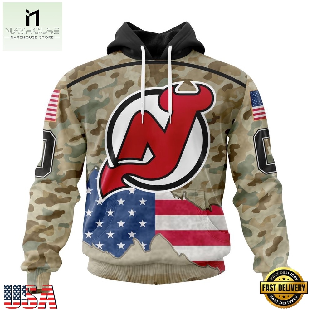 NHL New Jersey Devils Specialized Kits For United State With Camo Color Hoodie, T Shirt , NHL 3D Game Day Tee Nhl New Jersey Devils Specialized Kits For United State With Camo Color Hoodie T Shirt 1