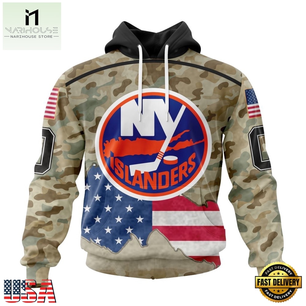 NHL New York Islanders Specialized Kits For United State With Camo Color Hoodie, T Shirt , NHL 3D Game Day Tee Nhl New York Islanders Specialized Kits For United State With Camo Color Hoodie T Shirt 1