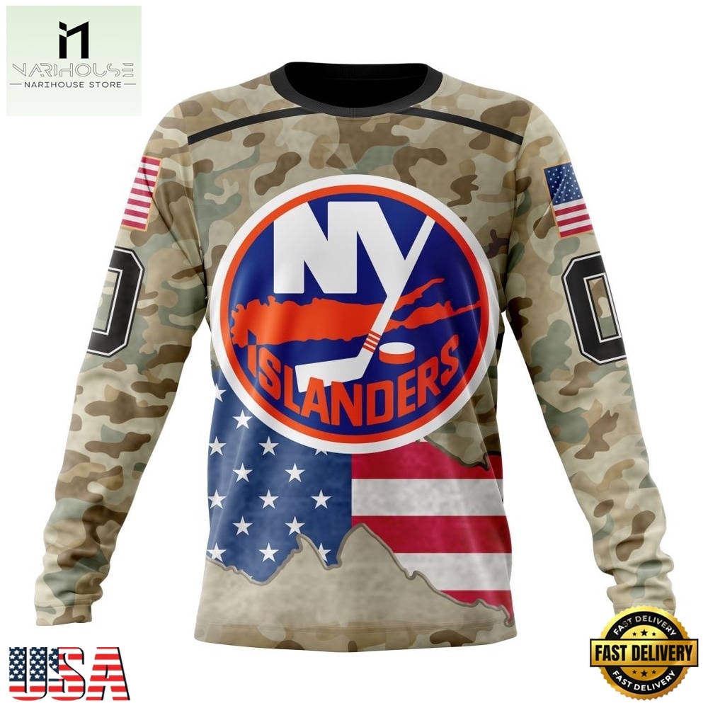 NHL New York Islanders Specialized Kits For United State With Camo Color Hoodie, T Shirt , NHL 3D Game Day Tee Nhl New York Islanders Specialized Kits For United State With Camo Color Hoodie T Shirt 3