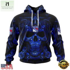 NHL New York Rangers Special Design Halloween With Skull Art Hoodie, T Shirt , NHL 3D Game Day Tee Nhl New York Rangers Special Design Halloween With Skull Art Hoodie T Shirt 1