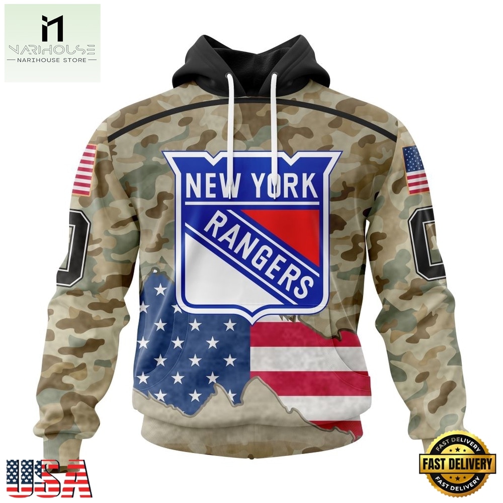 NHL New York Rangers Specialized Kits For United State With Camo Color Hoodie, T Shirt , NHL 3D Game Day Tee Nhl New York Rangers Specialized Kits For United State With Camo Color Hoodie T Shirt 1