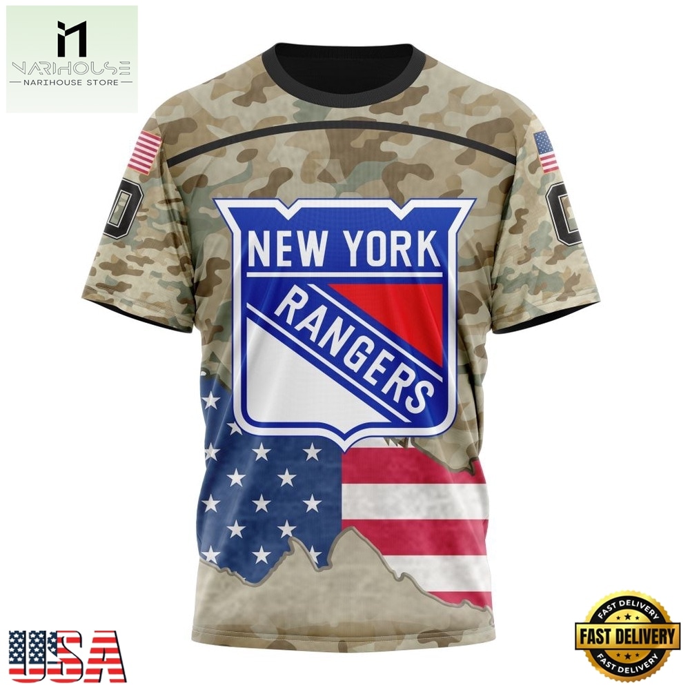 NHL New York Rangers Specialized Kits For United State With Camo Color Hoodie, T Shirt , NHL 3D Game Day Tee Nhl New York Rangers Specialized Kits For United State With Camo Color Hoodie T Shirt 4