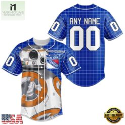 NHL New York Rangers x BB 8 D Star War Baseball Jersey , NHL Graphic Baseball Jersey Nhl New York Rangers X BB 8 D Star War Baseball Jersey 1