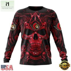 NHL Ottawa Senators Special Design Halloween With Skull Art Hoodie, T Shirt , NHL 3D Game Day Tee Nhl Ottawa Senators Special Design Halloween With Skull Art Hoodie T Shirt 3