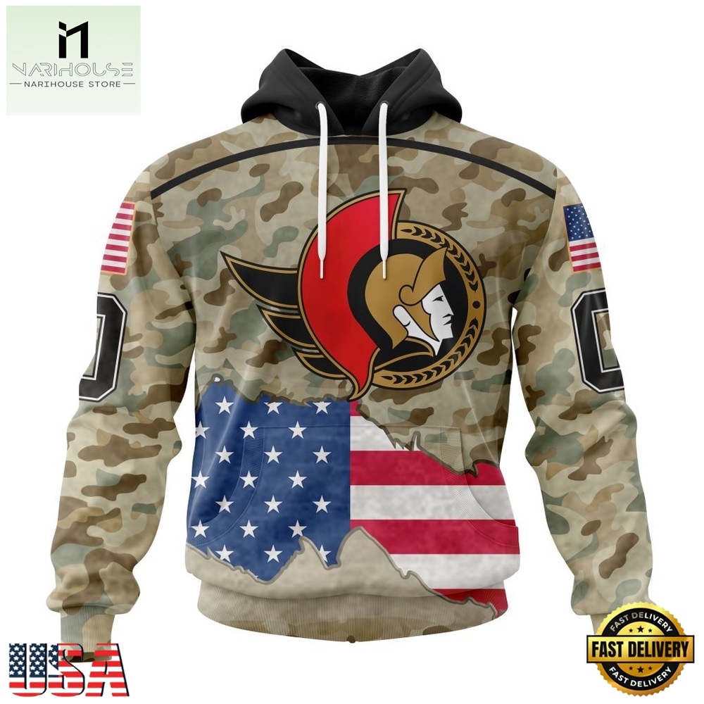 NHL Ottawa Senators Specialized Kits For United State With Camo Color Hoodie, T Shirt , NHL 3D Game Day Tee Nhl Ottawa Senators Specialized Kits For United State With Camo Color Hoodie T Shirt 1