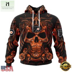 NHL Philadelphia Flyers Special Design Halloween With Skull Art Hoodie, T Shirt , NHL 3D Game Day Tee Nhl Philadelphia Flyers Special Design Halloween With Skull Art Hoodie T Shirt 1