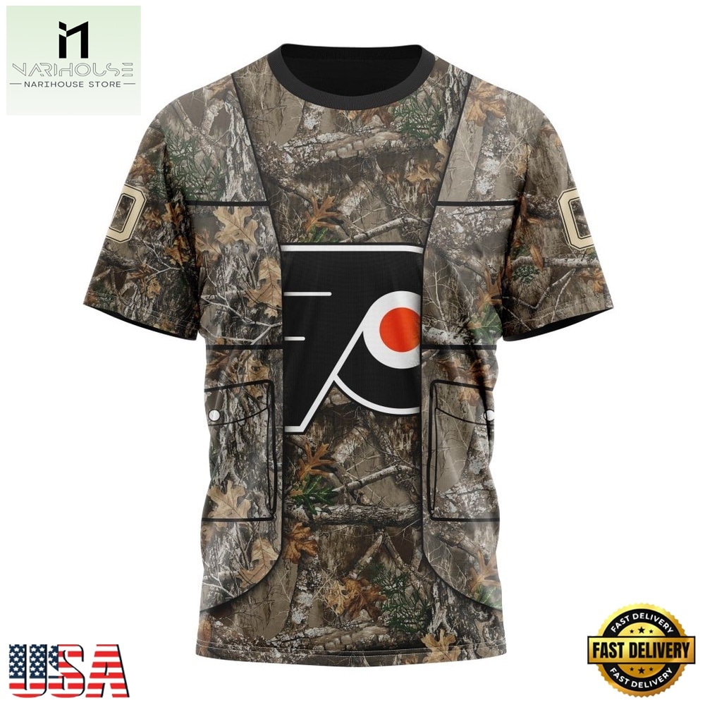 NHL Philadelphia Flyers Specialized Unisex Vest Kits With Realtree Camo Hoodie, T Shirt, NHL 3D Game Day Tee NHL Philadelphia Flyers Specialized Unisex Vest Kits With Realtree Camo Hoodie, T Shirt, NHL 3D Game Day Tee
