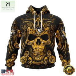 NHL Pittsburgh Penguins Special Design Halloween With Skull Art Hoodie, T Shirt , NHL 3D Game Day Tee Nhl Pittsburgh Penguins Special Design Halloween With Skull Art Hoodie T Shirt 1