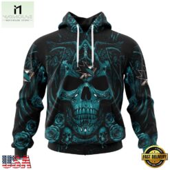 NHL San Jose Sharks Special Design Halloween With Skull Art Hoodie, T Shirt , NHL 3D Game Day Tee Nhl San Jose Sharks Special Design Halloween With Skull Art Hoodie T Shirt 1