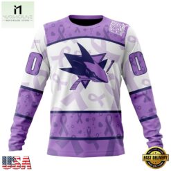 NHL San Jose Sharks Special Lavender Fight Cancer Hoodie, T Shirt , NHL 3D Game Day Tee Nhl San Jose Sharks Special Lavender Fight Cancer Hoodie T Shirt 4