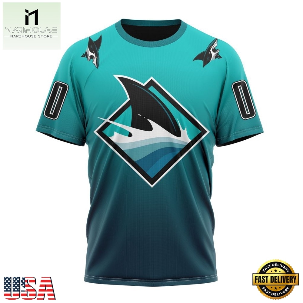 NHL San Jose Sharks Special Retro Gradient Design Hoodie, T Shirt, NHL 3D Game Day Tee NHL San Jose Sharks Special Retro Gradient Design Hoodie, T Shirt, NHL 3D Game Day Tee