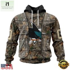 NHL San Jose Sharks Specialized Unisex Vest Kits With Realtree Camo Hoodie, T Shirt, NHL 3D Game Day Tee Nhl San Jose Sharks Specialized Unisex Vest Kits With Realtree Camo Hoodie T Shirt 1