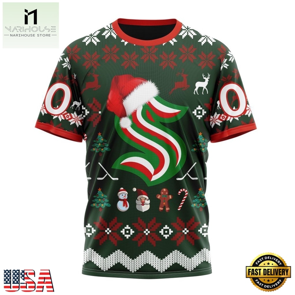 NHL Seattle Kraken Hockey Christmas Is Coming 2026 Hoodie, T Shirt , NHL 3D Game Day Tee NHL Seattle Kraken Hockey Christmas Is Coming 2026 Hoodie, T Shirt , NHL 3D Game Day Tee