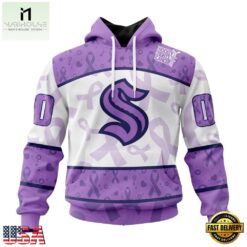 NHL Seattle Kraken Special Lavender Fight Cancer Hoodie, T Shirt , NHL 3D Game Day Tee Nhl Seattle Kraken Special Lavender Fight Cancer Hoodie T Shirt 1
