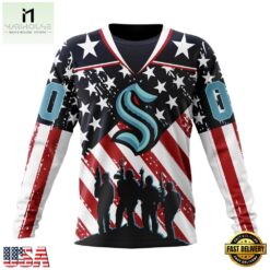 NHL Seattle Kraken Specialized Kits For Honor USS Military Hoodie, T Shirt , NHL 3D Game Day Tee Nhl Seattle Kraken Specialized Kits For Honor Uss Military Hoodie T Shirt 3