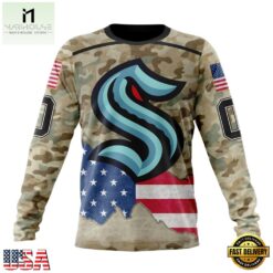 NHL Seattle Kraken Specialized Kits For United State With Camo Color Hoodie, T Shirt , NHL 3D Game Day Tee Nhl Seattle Kraken Specialized Kits For United State With Camo Color Hoodie T Shirt 3
