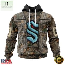 NHL Seattle Kraken Specialized Unisex Vest Kits With Realtree Camo Hoodie, T Shirt, NHL 3D Game Day Tee Nhl Seattle Kraken Specialized Unisex Vest Kits With Realtree Camo Hoodie T Shirt 1