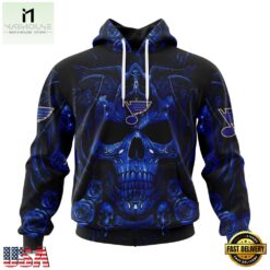 NHL St Louis Blues Special Design Halloween With Skull Art Hoodie, T Shirt , NHL 3D Game Day Tee Nhl ST Louis Blues Special Design Halloween With Skull Art Hoodie T Shirt 1