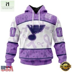 NHL St Louis Blues Special Lavender Fight Cancer Hoodie, T Shirt , NHL 3D Game Day Tee Nhl ST Louis Blues Special Lavender Fight Cancer Hoodie T Shirt 1