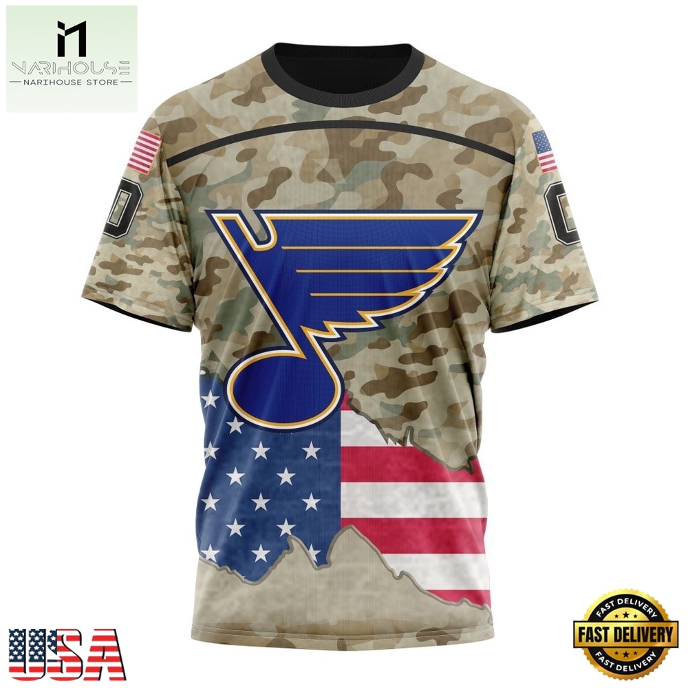 NHL St. Louis Blues Specialized Kits For United State With Camo Color Hoodie, T Shirt , NHL 3D Game Day Tee Nhl ST Louis Blues Specialized Kits For United State With Camo Color Hoodie T Shirt 4