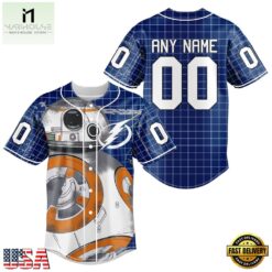 NHL Tampa Bay Lightning x BB 8 D Star War Baseball Jersey , NHL Graphic Baseball Jersey Nhl Tampa Bay Lightning X BB 8 D Star War Baseball Jersey 1