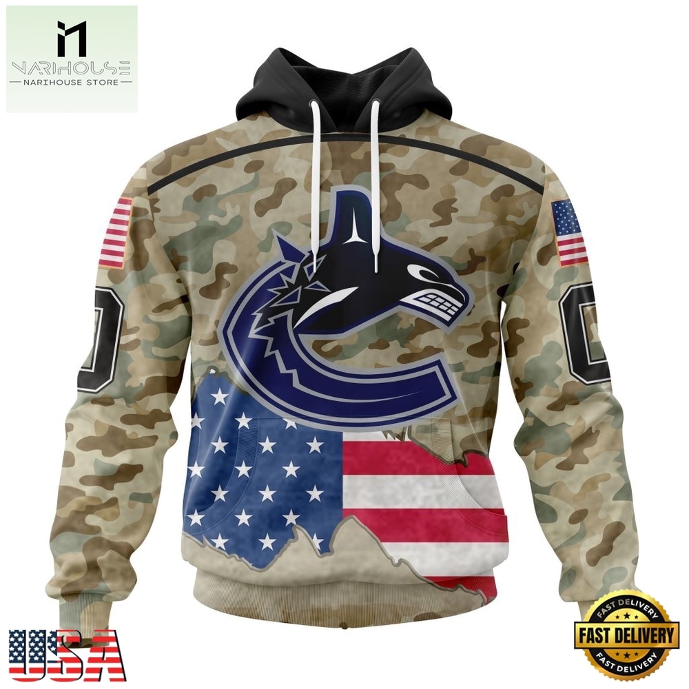 NHL Vancouver Canucks Specialized Kits For United State With Camo Color Hoodie, T Shirt , NHL 3D Game Day Tee Nhl Vancouver Canucks Specialized Kits For United State With Camo Color Hoodie T Shirt 1