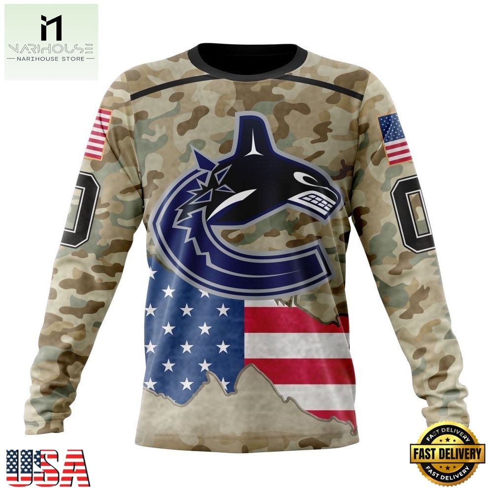 NHL Vancouver Canucks Specialized Kits For United State With Camo Color Hoodie, T Shirt , NHL 3D Game Day Tee Nhl Vancouver Canucks Specialized Kits For United State With Camo Color Hoodie T Shirt 3