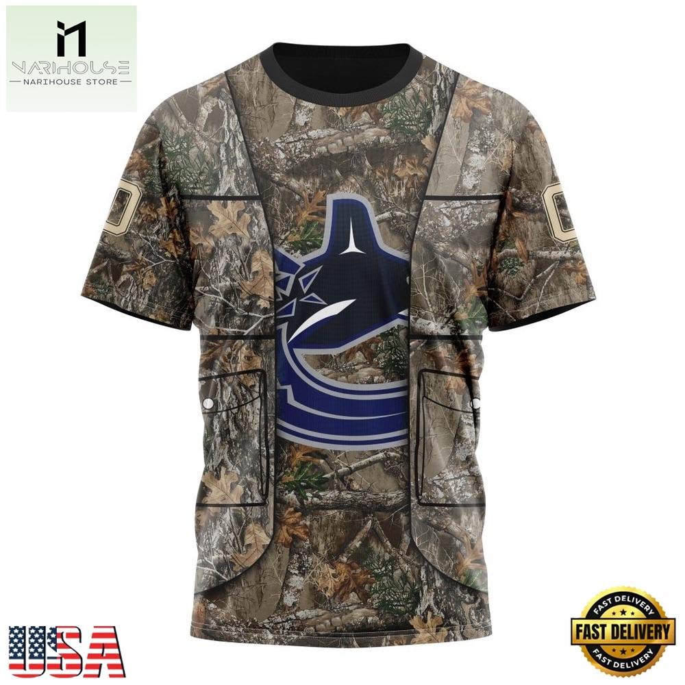 NHL Vancouver Canucks Specialized Unisex Vest Kits With Realtree Camo Hoodie, T Shirt, NHL 3D Game Day Tee NHL Vancouver Canucks Specialized Unisex Vest Kits With Realtree Camo Hoodie, T Shirt, NHL 3D Game Day Tee