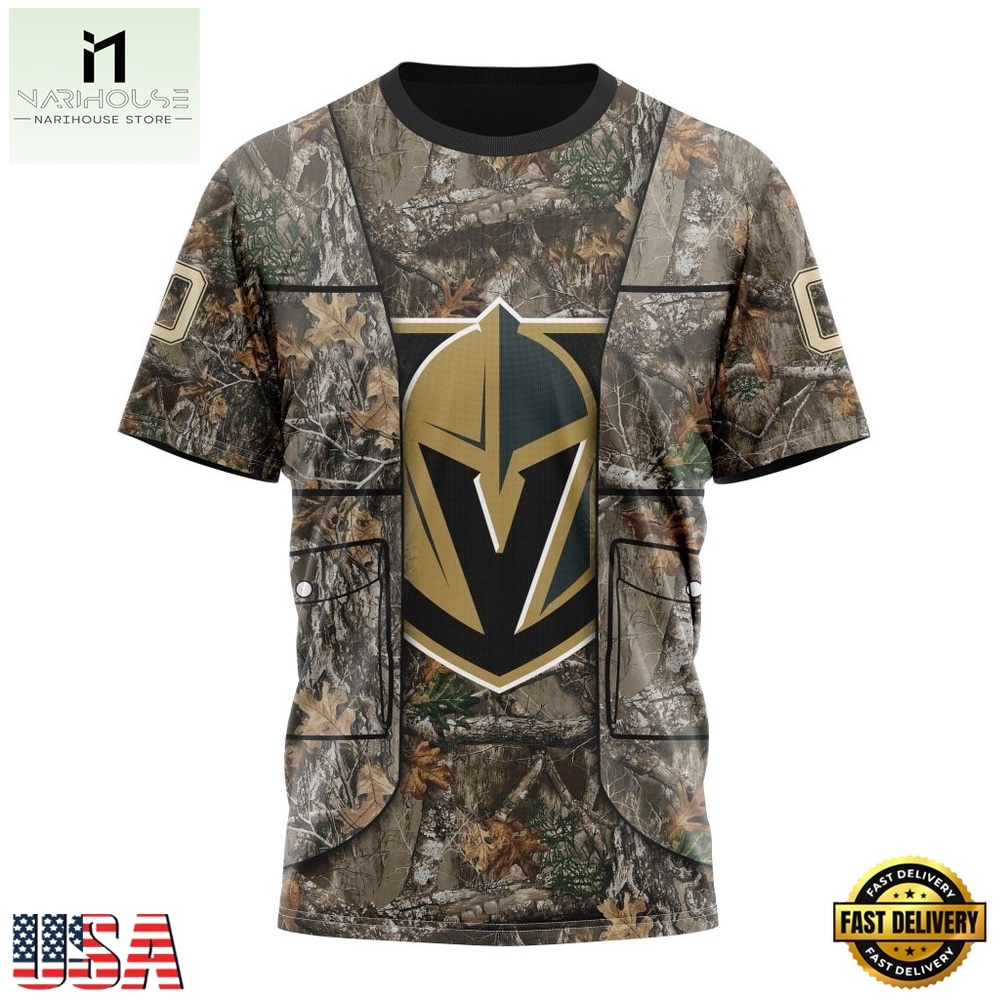 NHL Vegas Golden Knights Specialized Unisex Vest Kits With Realtree Camo Hoodie, T Shirt, NHL 3D Game Day Tee NHL Vegas Golden Knights Specialized Unisex Vest Kits With Realtree Camo Hoodie, T Shirt, NHL 3D Game Day Tee
