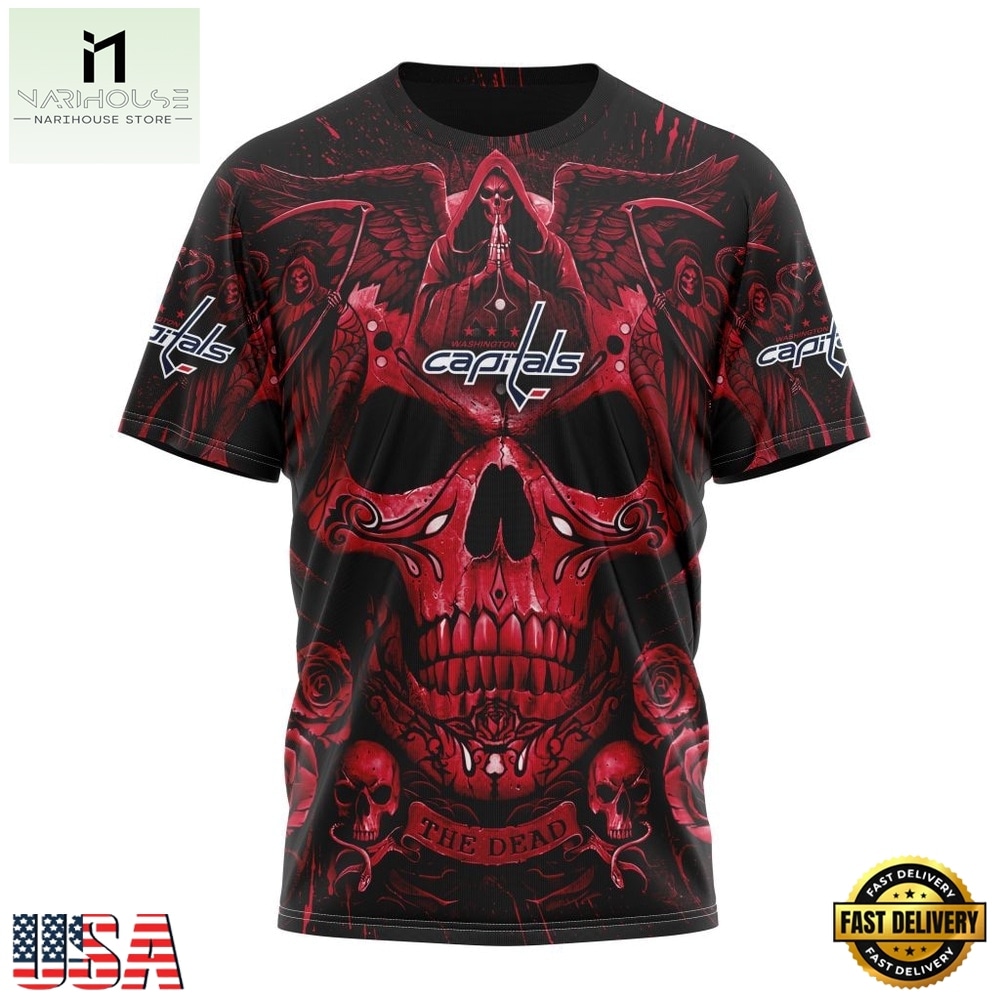 NHL Washington Capitals Special Design Halloween With Skull Art Hoodie, T Shirt , NHL 3D Game Day Tee NHL Washington Capitals Special Design Halloween With Skull Art Hoodie, T Shirt , NHL 3D Game Day Tee