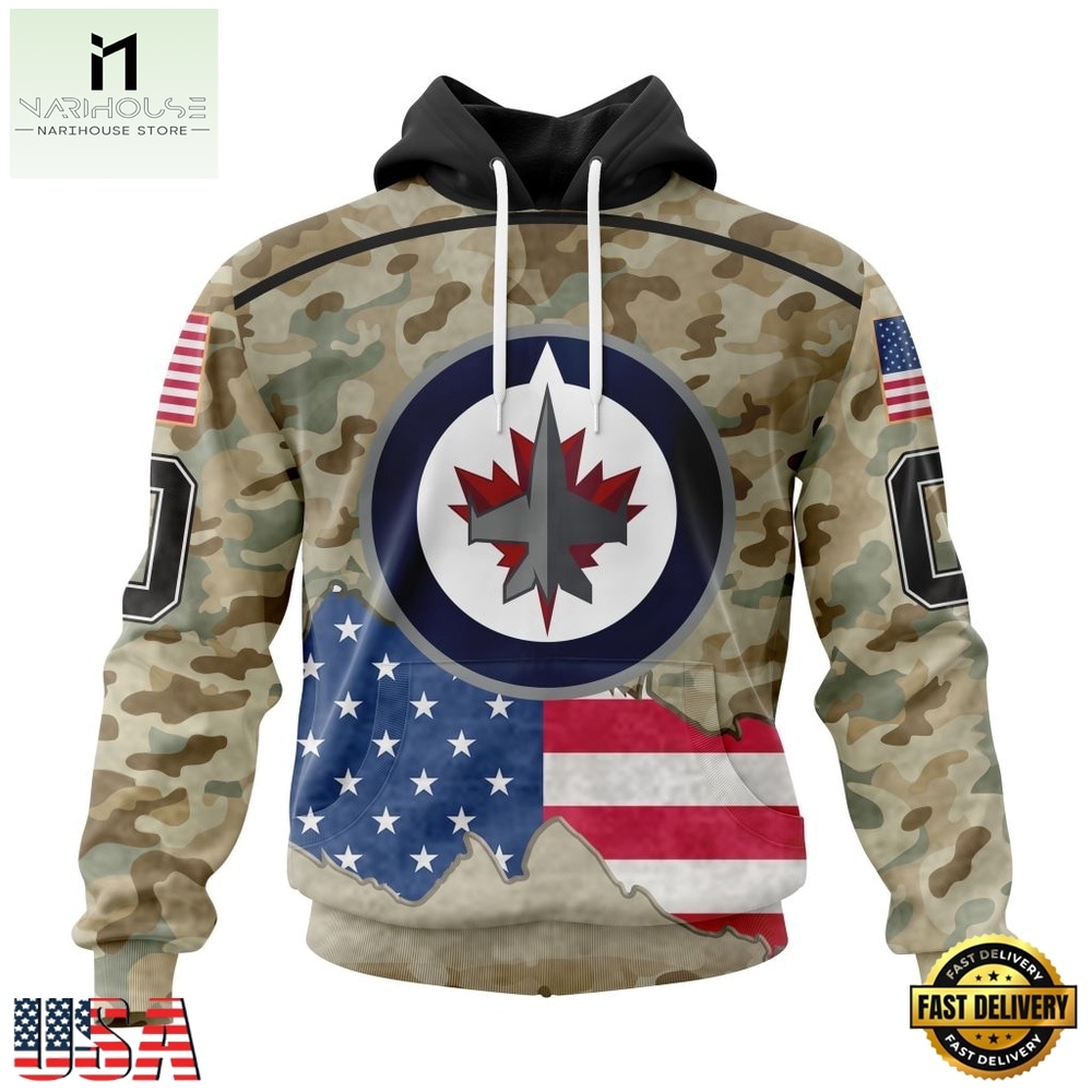 NHL Winnipeg Jets Specialized Kits For United State With Camo Color Hoodie, T Shirt , NHL 3D Game Day Tee Nhl Winnipeg Jets Specialized Kits For United State With Camo Color Hoodie T Shirt 1