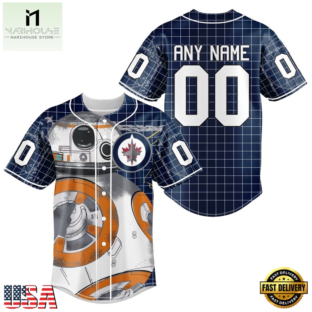 NHL Winnipeg Jets x BB 8 D Star War Baseball Jersey , NHL Graphic Baseball Jersey NHL Winnipeg Jets x BB 8 D Star War Baseball Jersey , NHL Graphic Baseball Jersey