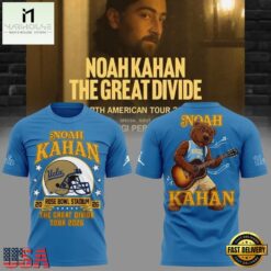 Noah Kahan x UCLA Bruins Football The Great Divide Tour 2026 T Shirt, Popular 3D Music Tee Noah Kahan X Ucla Bruins Football The Great Divide Tour 2026 T Shirt