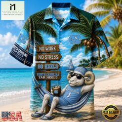 North Carolina Tar Heels NCAA No Work No Stress Hawaiian Shirt , Trendy NCAA Hawaiian North Carolina Tar Heels Ncaa NO Work NO Stress Hawaiian Shirt