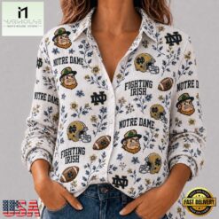 Notre Dame Fighting Irish NCAA College Spirit Blossoms Women Casual Shirt, CAA Women Team Shirt Notre Dame Fighting Irish Ncaa College Spirit Blossoms Women Casual Shirt