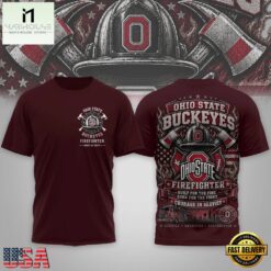 Ohio State Buckeyes 2026 NCAA Firefighter Built for the Fire 3D Shirt , NCAA College 3D Shirt Ohio State Buckeyes 2026 Ncaa Firefighter Built For The Fire 3D Shirt