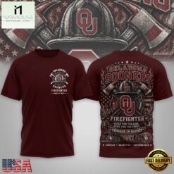 Oklahoma Sooners 2026 NCAA Firefighter Built for the Fire 3D Shirt , NCAA College 3D Shirt Oklahoma Sooners 2026 Ncaa Firefighter Built For The Fire 3D Shirt