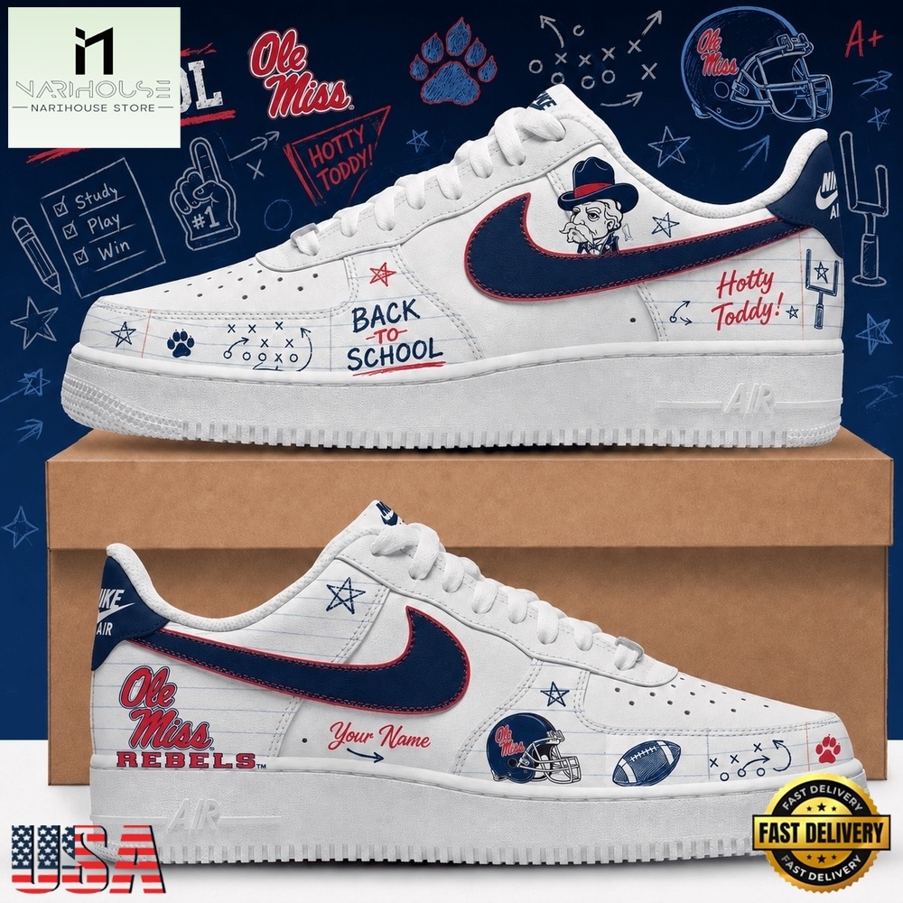 Ole Miss Rebels 2026 NCAA Football Back To School Air Force 1 Shoes Sneakers , Sporty Sneakers Shoes Ole Miss Rebels 2026 NCAA Football Back To School Air Force 1 Shoes Sneakers , Sporty Sneakers Shoes
