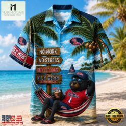 Ole Miss Rebels NCAA No Work No Stress Hawaiian Shirt , Trendy NCAA Hawaiian Ole Miss Rebels Ncaa NO Work NO Stress Hawaiian Shirt