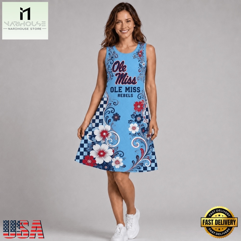 Ole Miss Rebels NCAA Sporty Floral Elegance Women’s Sleeveless Dress, NCAA Women Team Dress Ole Miss Rebels NCAA Sporty Floral Elegance Women’s Sleeveless Dress, NCAA Women Team Dress