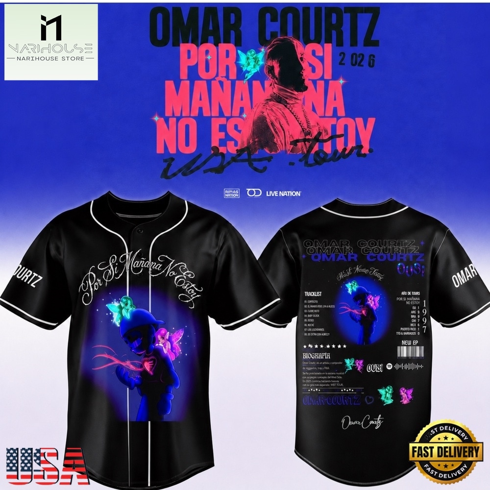 Omar Courtz Por Si Manana No Estoy Tour 2026 Signed New Design Baseball Jersey, Concert Baseball Jersey Omar Courtz Por Si Manana No Estoy Tour 2026 Signed New Design Baseball Jersey, Concert Baseball Jersey
